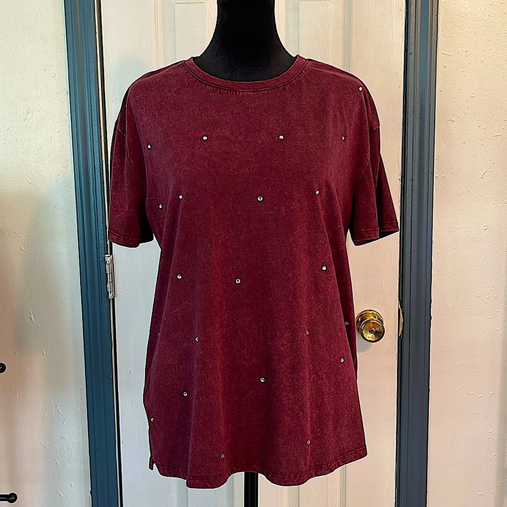 Maurices Edgely Burgandy shirt with rhinestones. Worn maybe twice